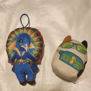 Colorful Peacock and Cat Plush Toys